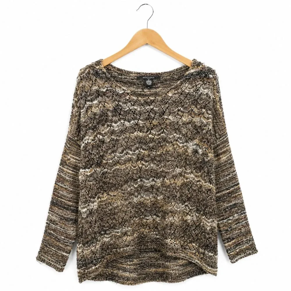 Boho Marled Knit Slouchy Tunic Sweater Earthy Granola Crunchy 89th & Madison M